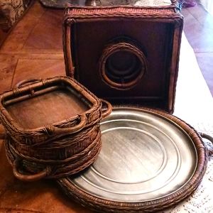 WOOD CHIP & DIP & SERVING TRAYS SET OF 5